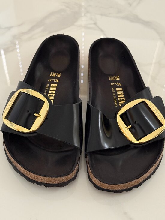 Birkenstock Shoes - Birkenstock® Madrid Big Buckle High Shine - Black Patent - Size 39 (8-8.5M)